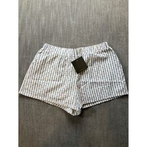 Le Lis Collection Seersucker Heart Striped Shorts White Blue Red SP2846 Medium